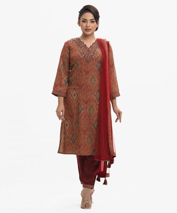 Brown Jacquard Exclusive Salwar Kameez