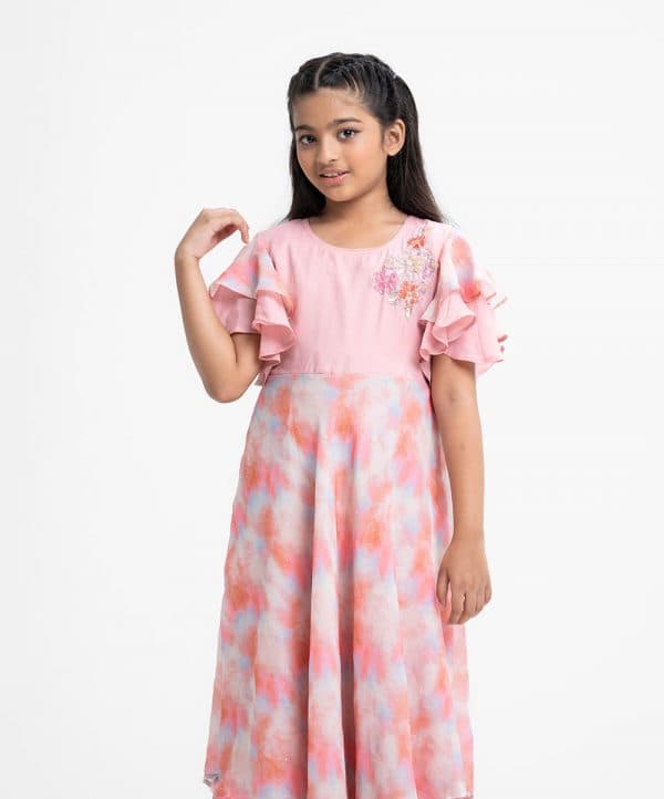 Pink Georgette A-line Frock