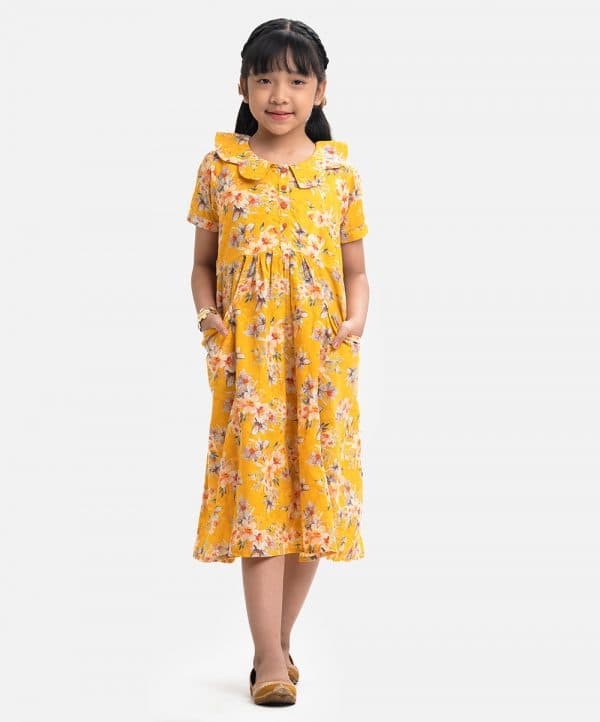 Yellow Viscose A-line Frock