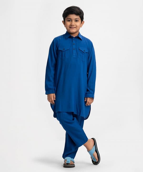 Blue Viscose Kabli Set