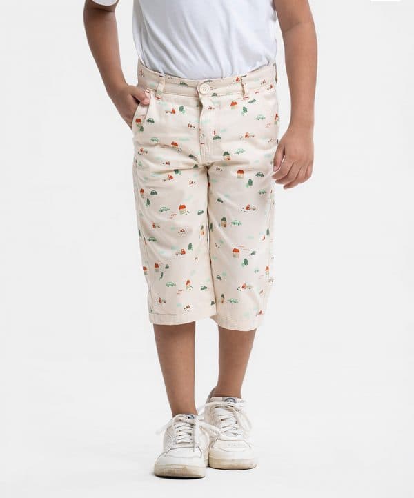 Off-white Twill Three Quarter Pant