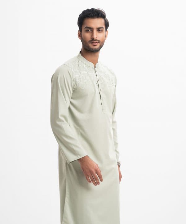 Green Jacquard Fitted Panjabi