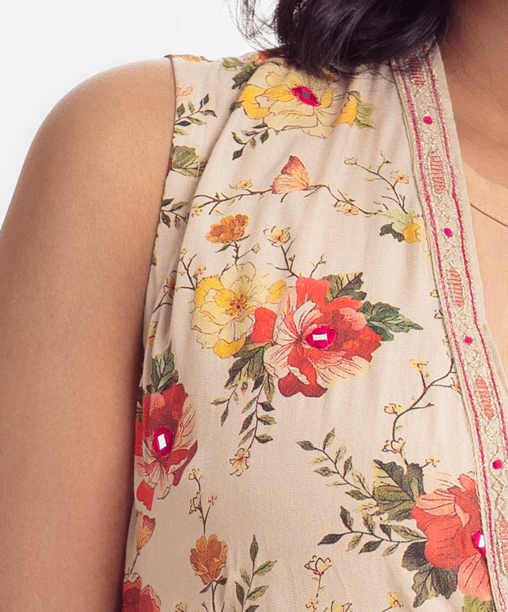 Women's Floral Printed Long Shrug