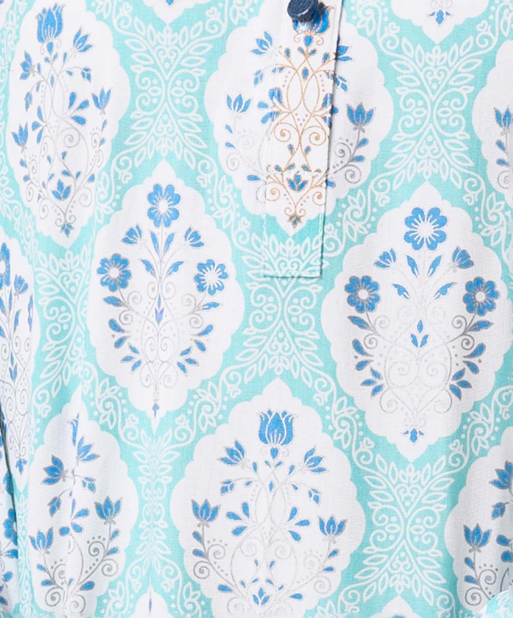 Floral Printed Shirt Style Tunic