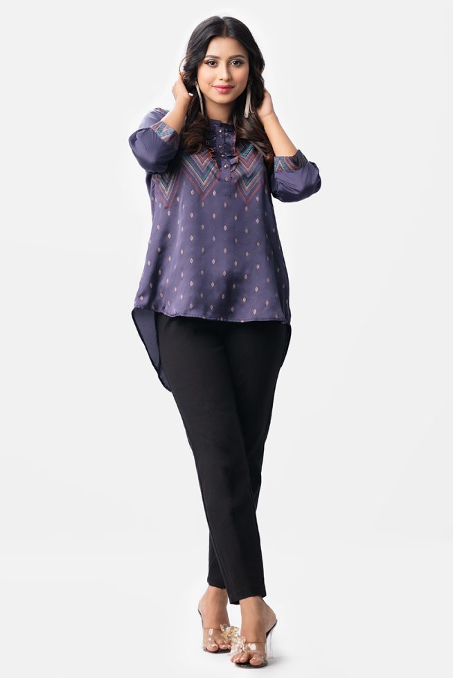 Women's Designer Hi-Low Top with Chevron