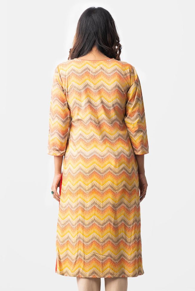 Chevron Printed Ankle Length Kamiz