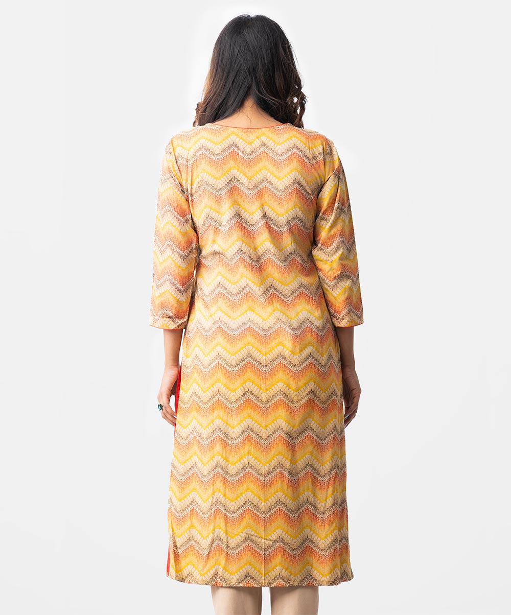 Chevron Printed Ankle Length Kamiz