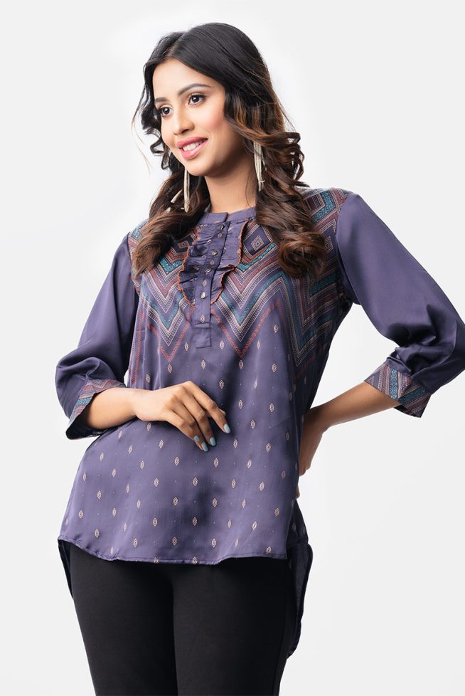 Women's Designer Hi-Low Top with Chevron