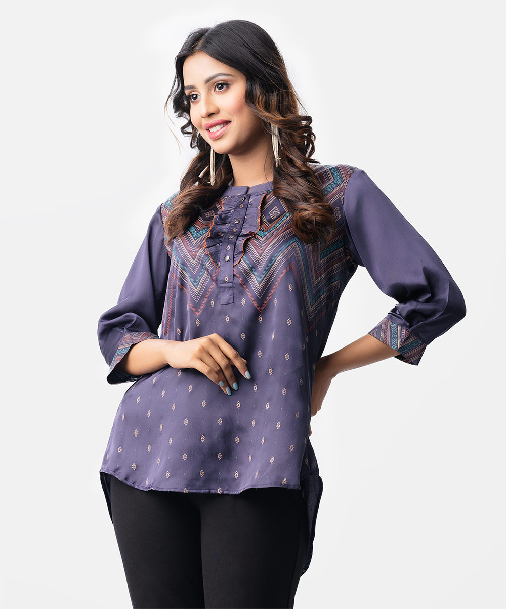 Women's Designer Hi-Low Top with Chevron