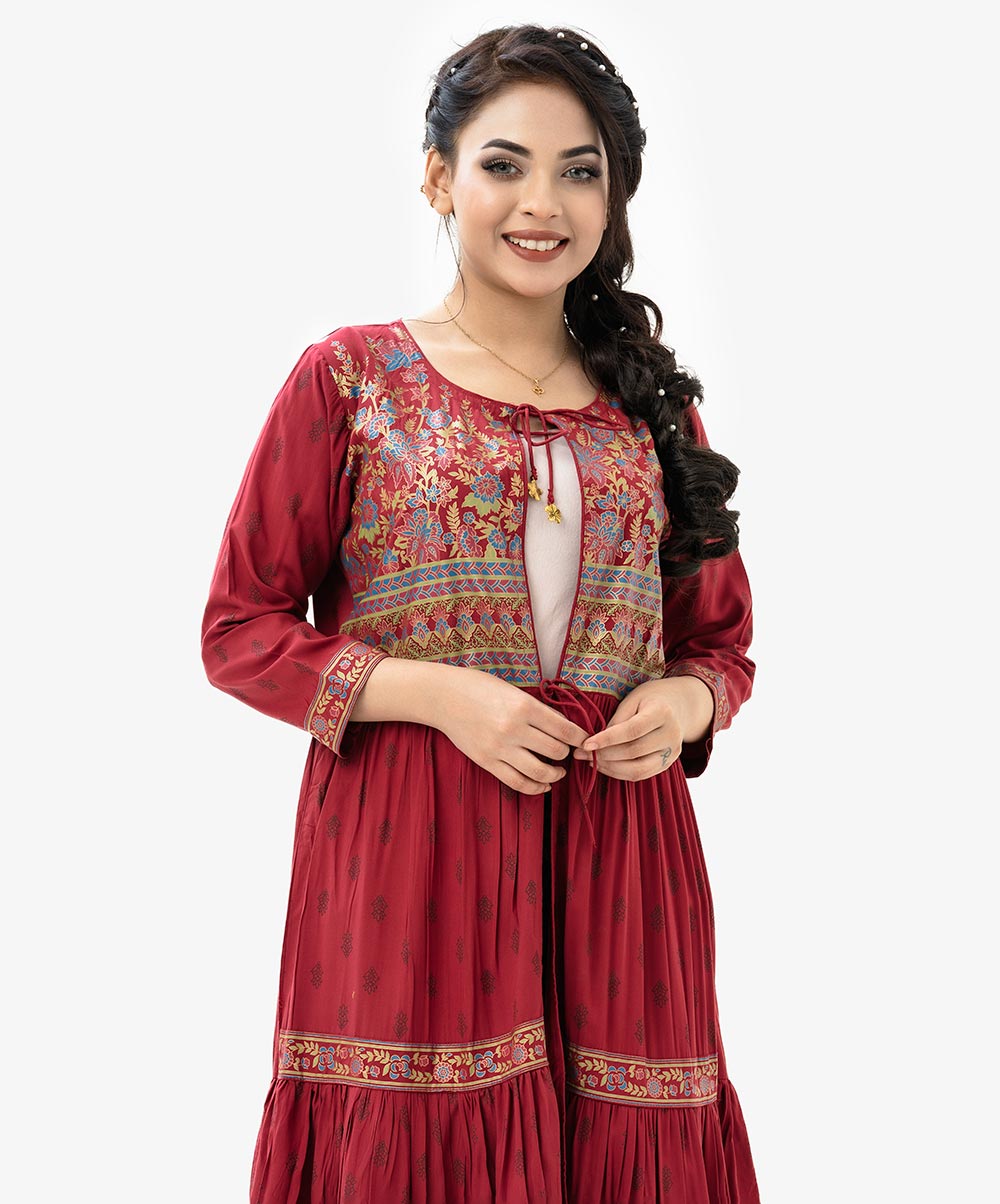 Flower Printed Long Shrug