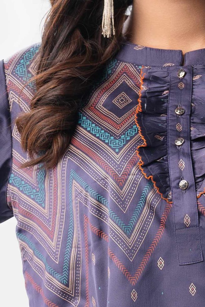 Women's Designer Hi-Low Top with Chevron