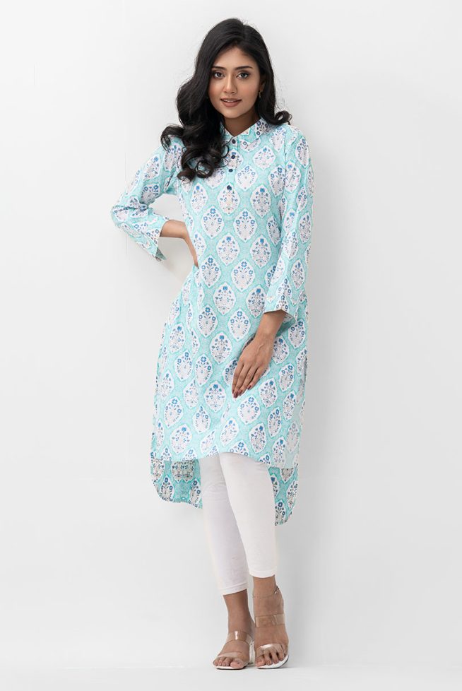 Floral Printed Shirt Style Tunic