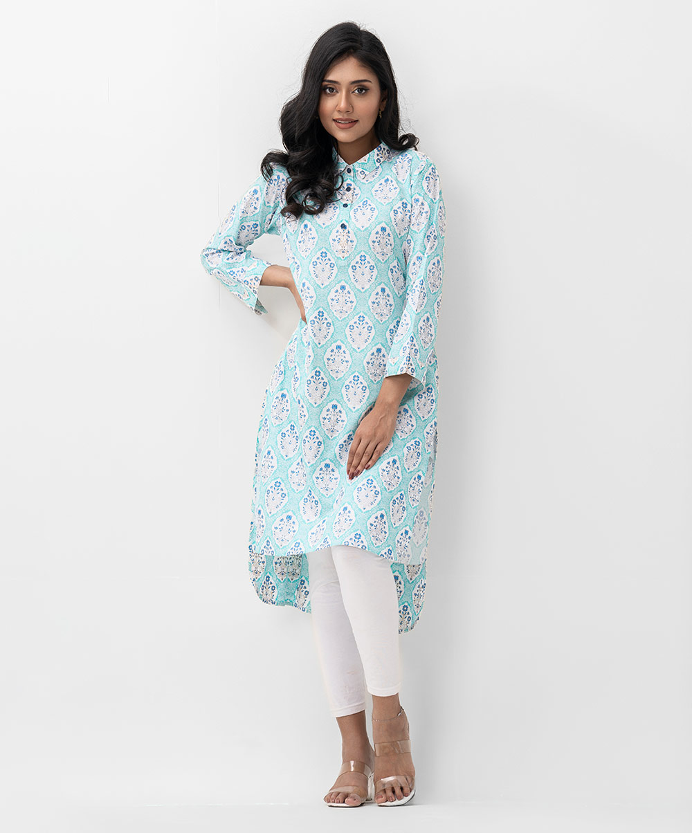 Floral Printed Shirt Style Tunic