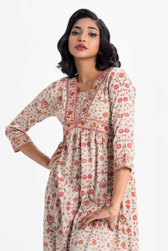 Alia Cut Tunic with Folkloric Prints