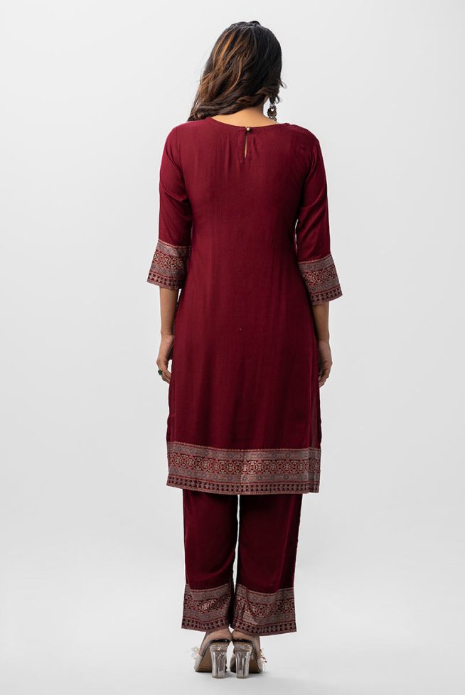 Maroon Women's Top-Bottom Set