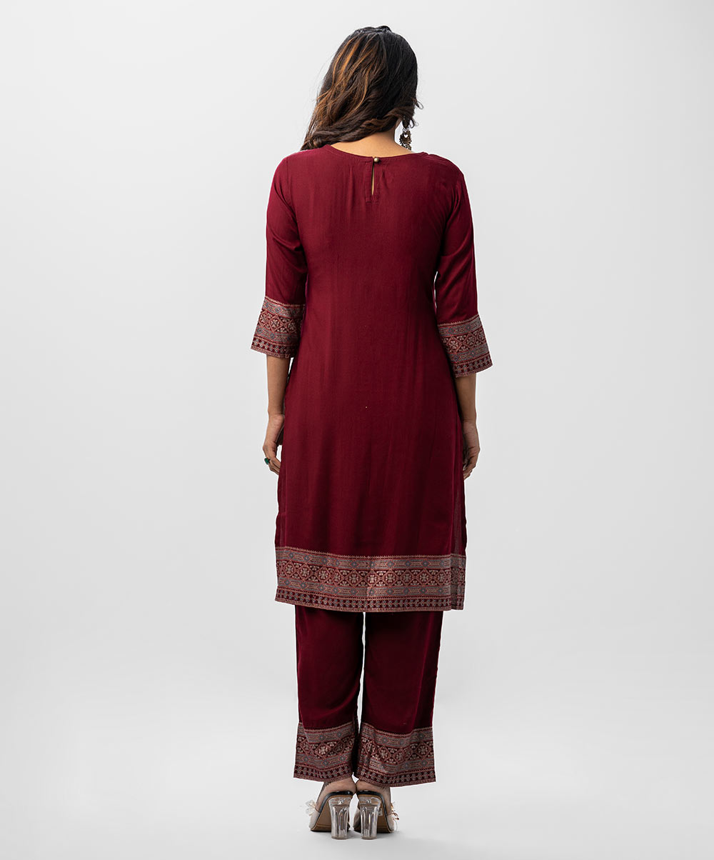 Maroon Women's Top-Bottom Set