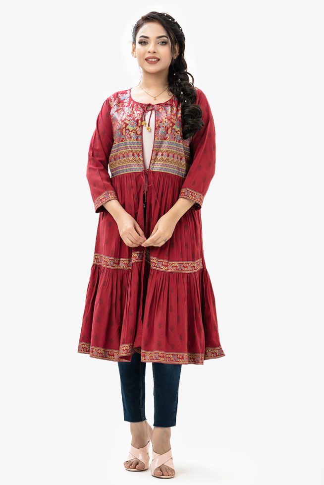 Flower Printed Long Shrug