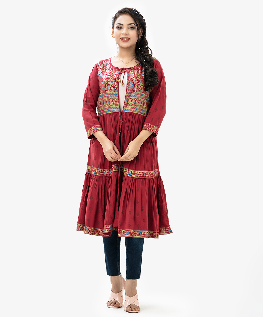 Flower Printed Long Shrug