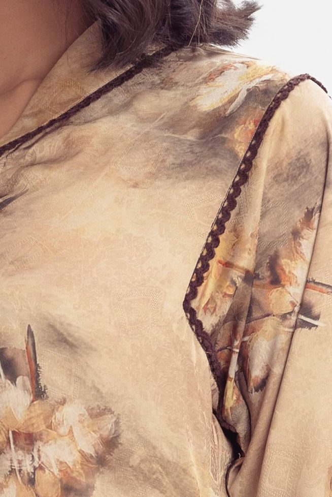 Long Pattern Tunic with karchupi (Handcrafted) Button