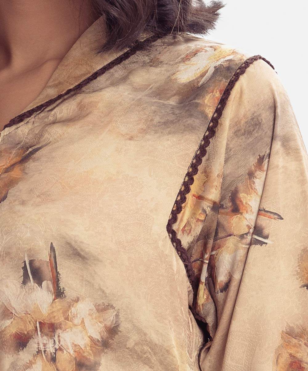 Long Pattern Tunic with karchupi (Handcrafted) Button