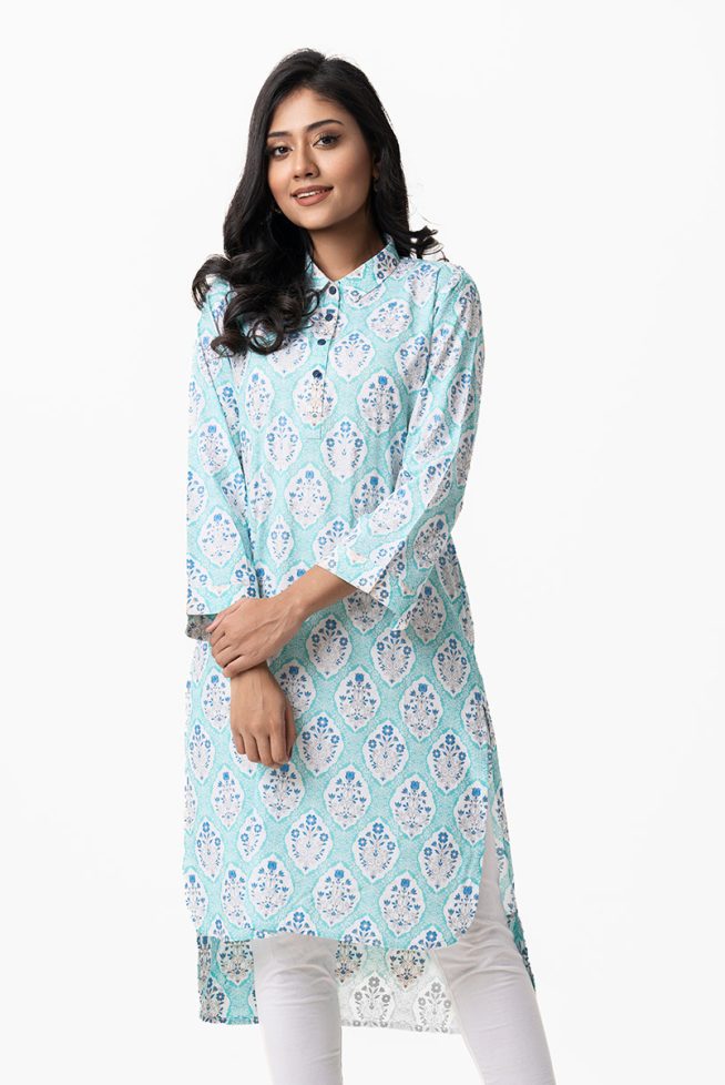 Floral Printed Shirt Style Tunic