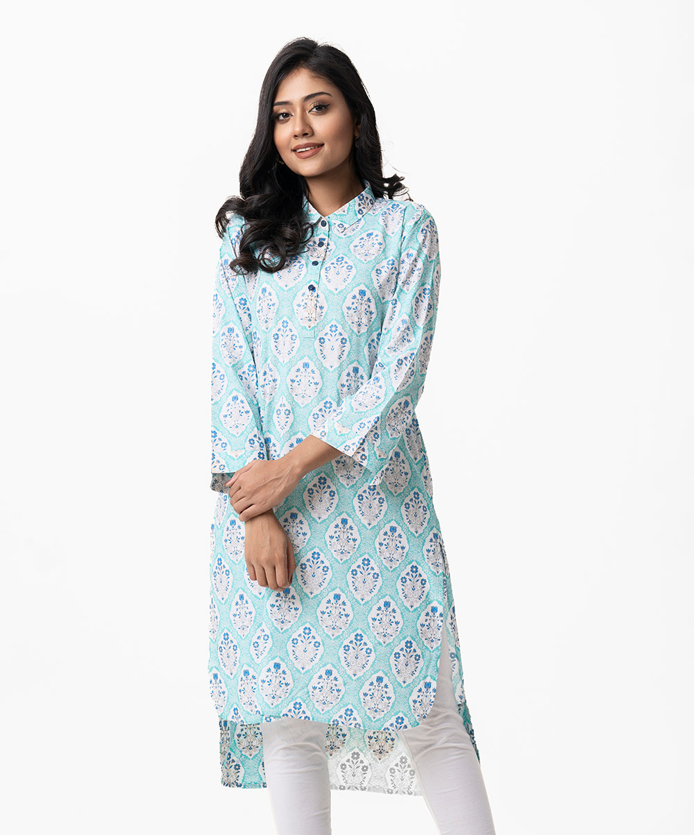 Floral Printed Shirt Style Tunic