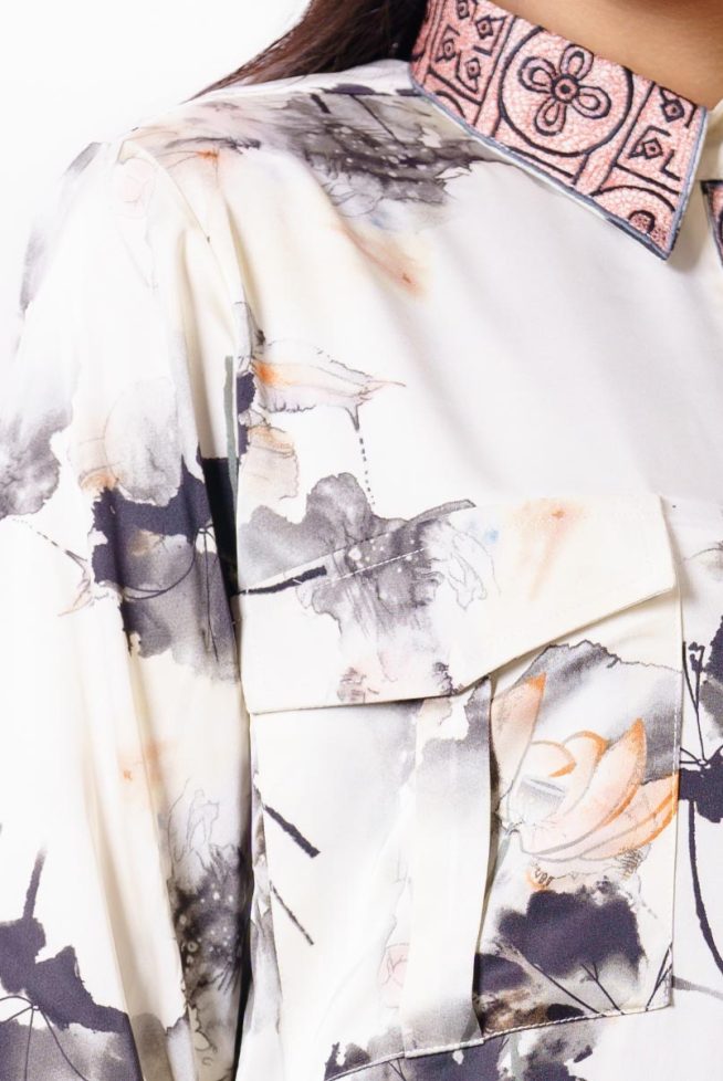 Floral Brush Paint Printed Formal Tunic