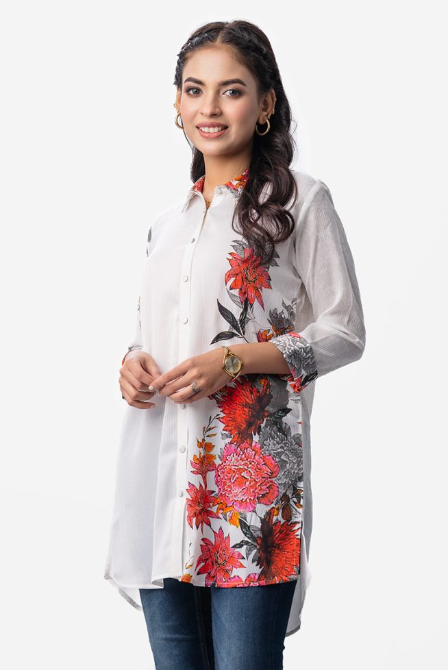 Hi-Low Panel Shirt Style Tunic By Nargisus