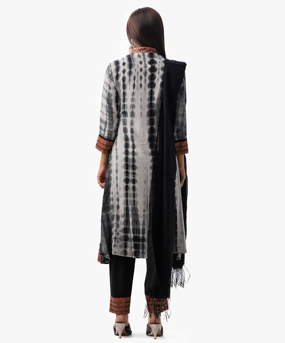 Black & White Shibori Dyed Salwar Kameez Set