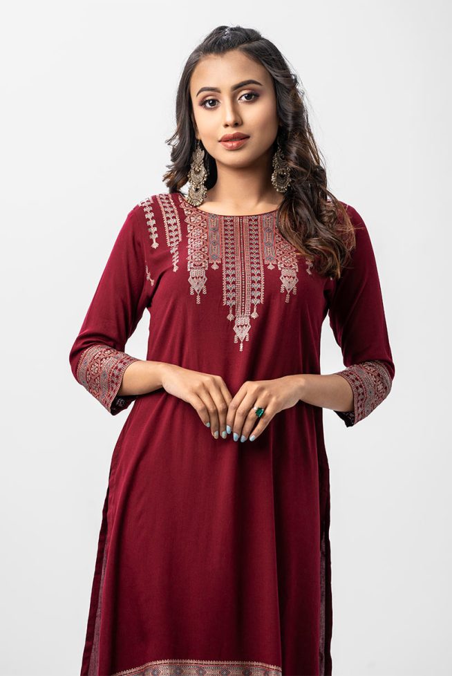 Maroon Women's Top-Bottom Set