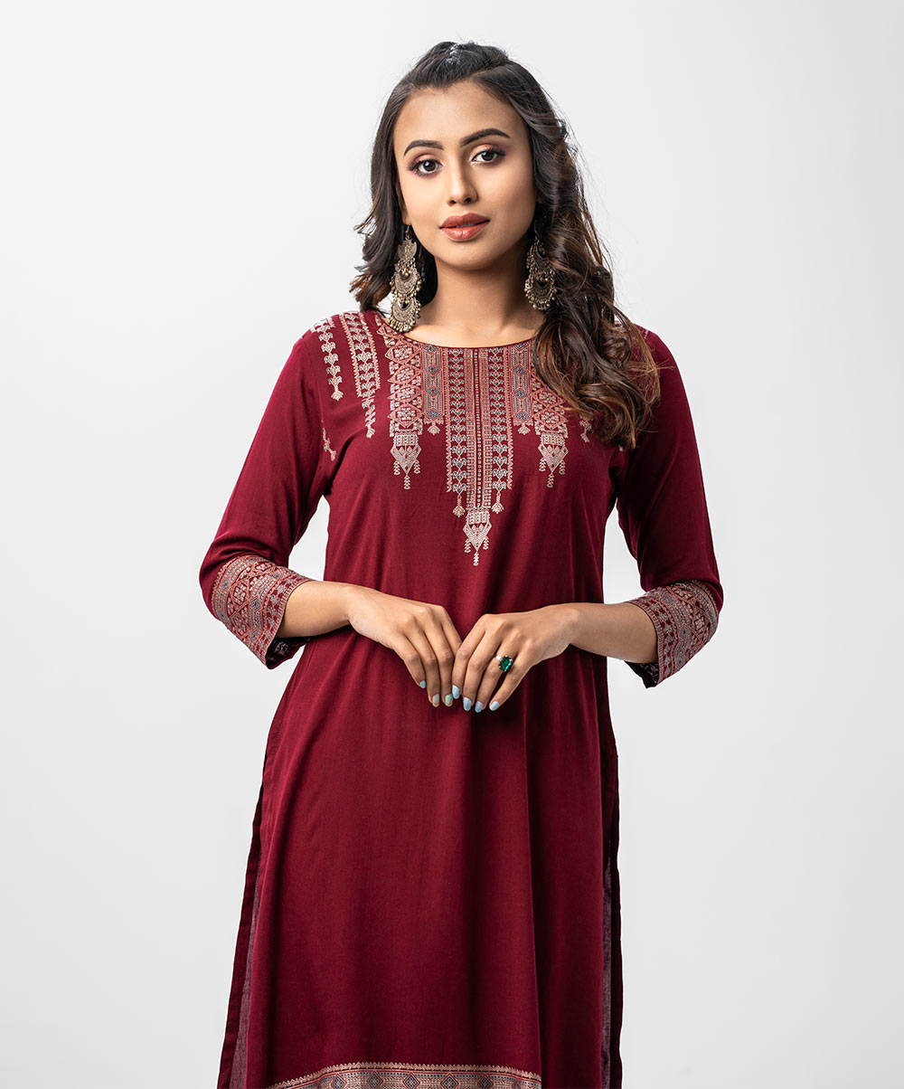 Maroon Women's Top-Bottom Set