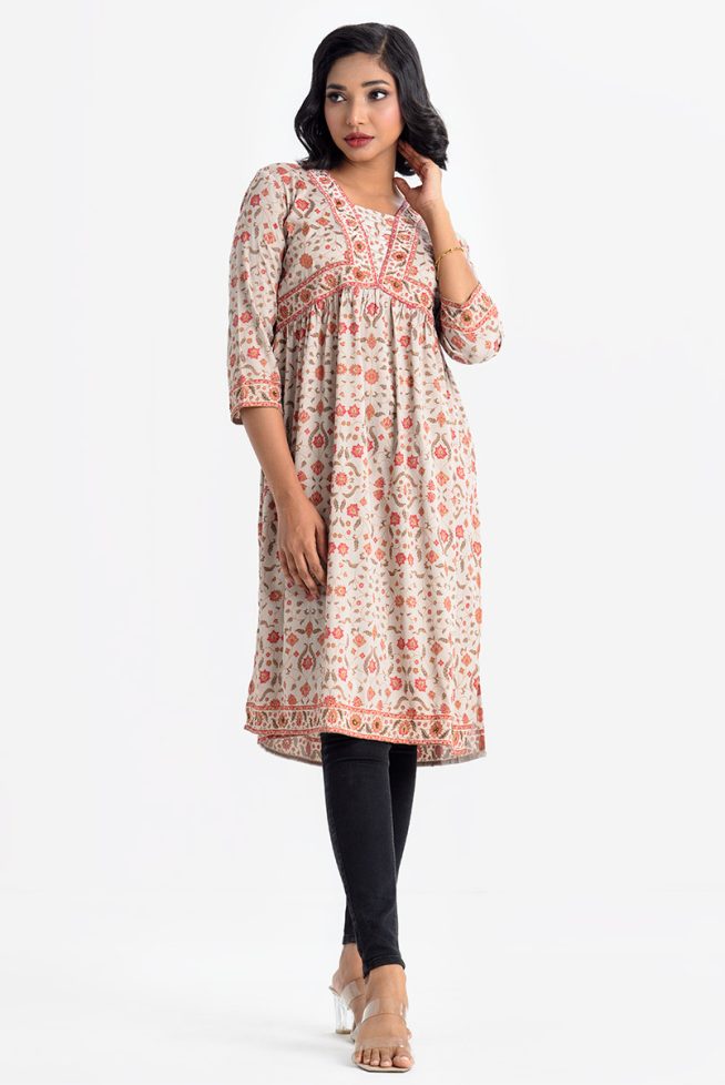 Alia Cut Tunic with Folkloric Prints