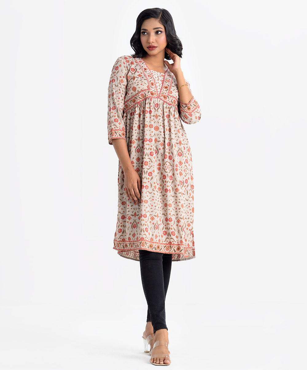 Alia Cut Tunic with Folkloric Prints