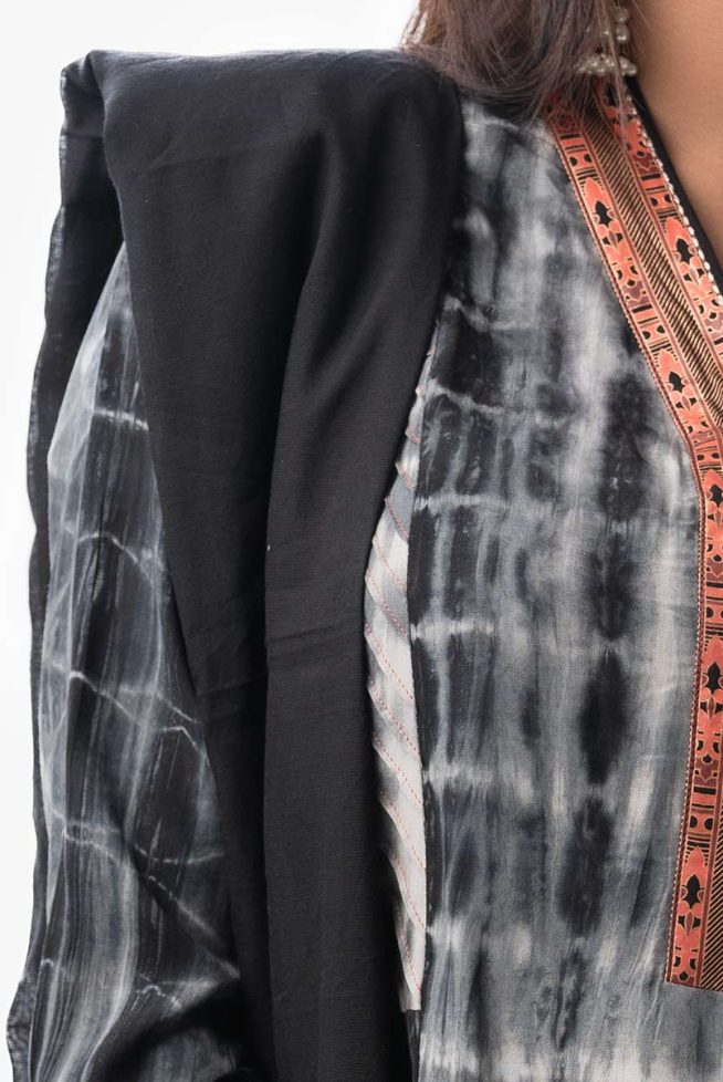 Black & White Shibori Dyed Salwar Kameez Set