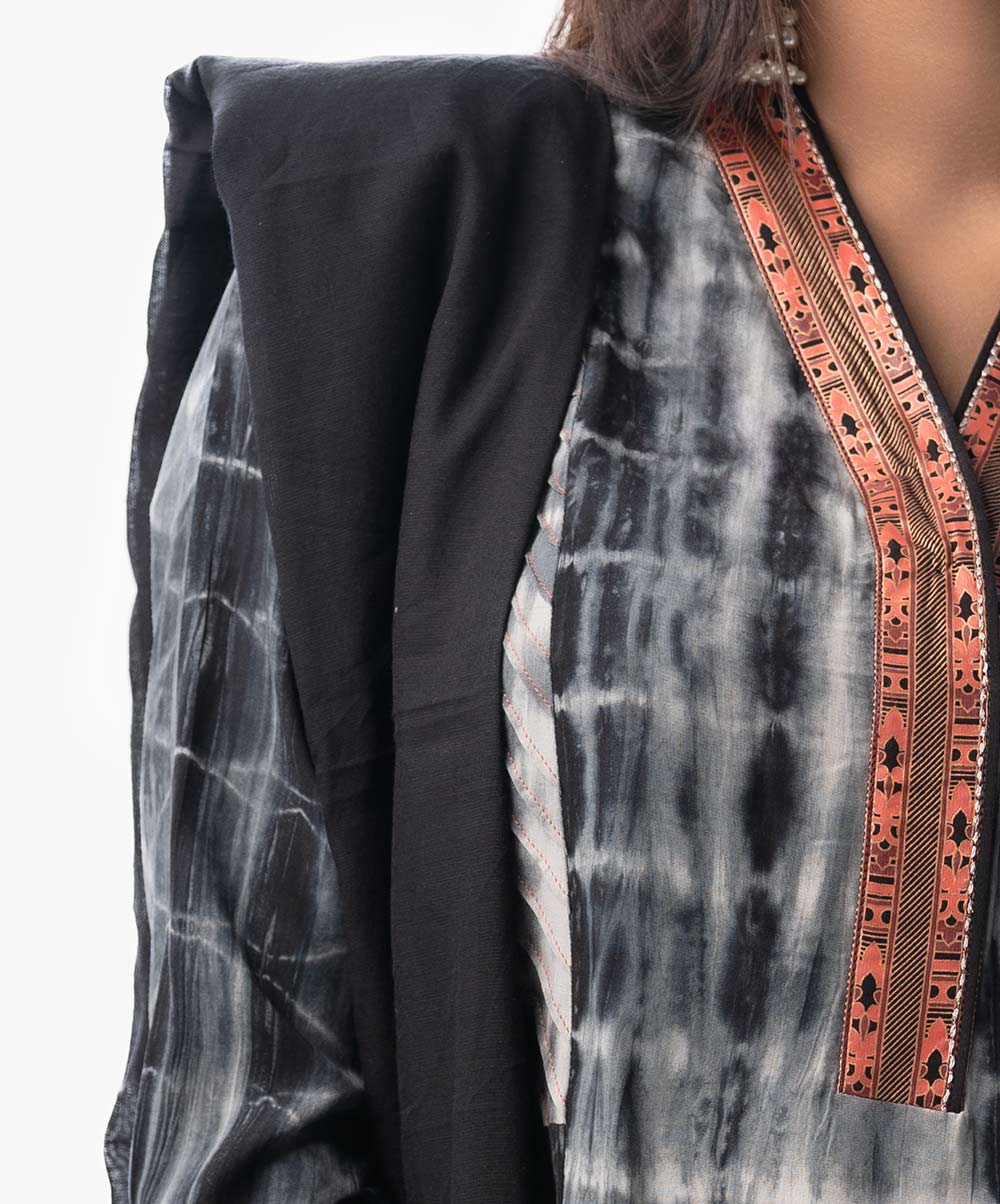 Black & White Shibori Dyed Salwar Kameez Set