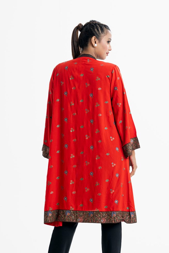 Printed Bell-sleeved Tunic with Shrug