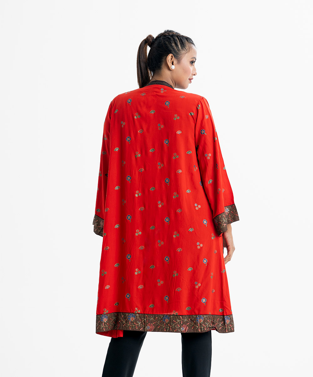 Printed Bell-sleeved Tunic with Shrug