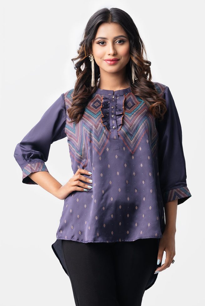 Women's Designer Hi-Low Top with Chevron