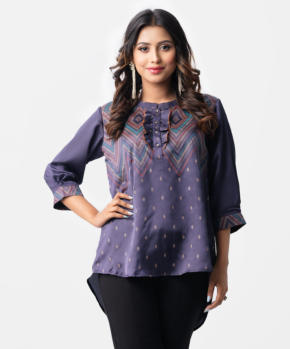 Women's Designer Hi-Low Top with Chevron