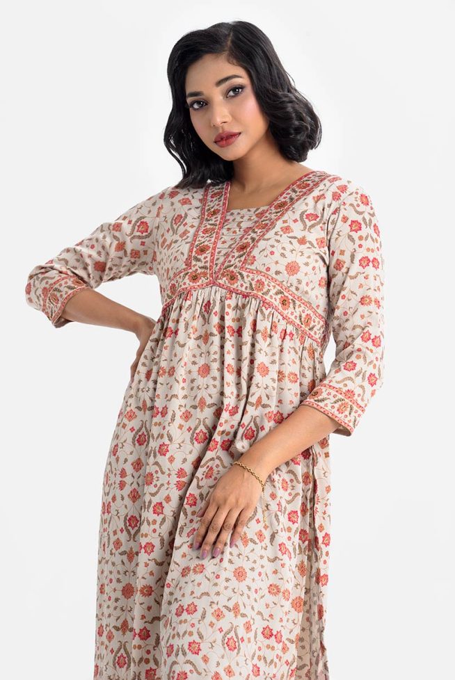 Alia Cut Tunic with Folkloric Prints