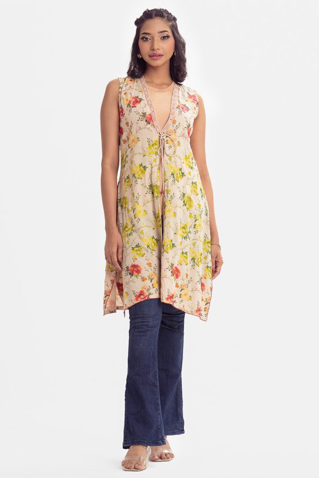 Women's Floral Printed Long Shrug