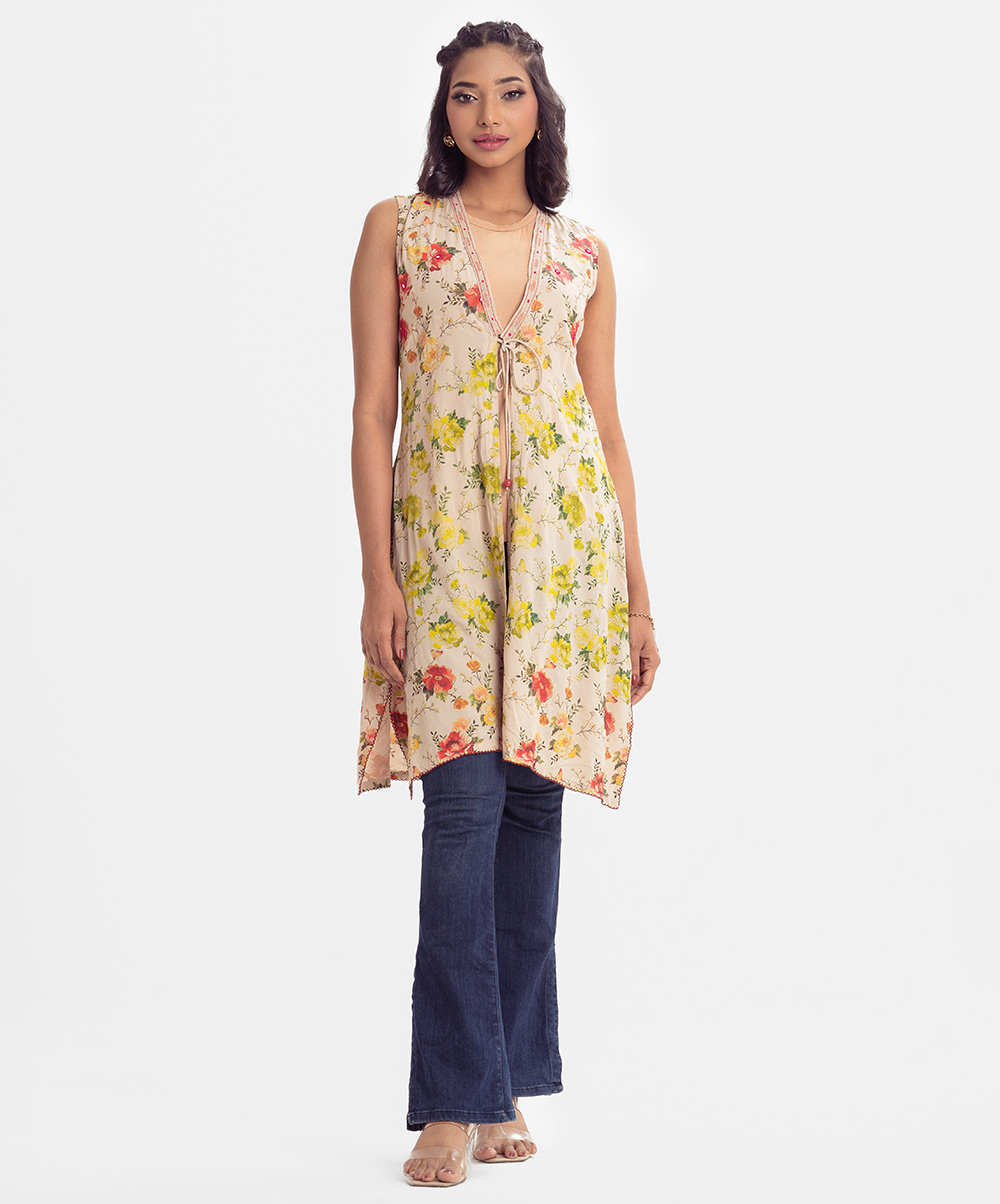 Women's Floral Printed Long Shrug