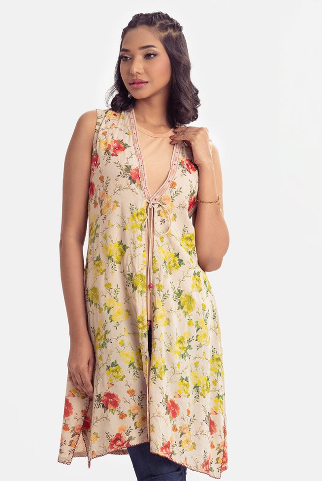 Women's Floral Printed Long Shrug