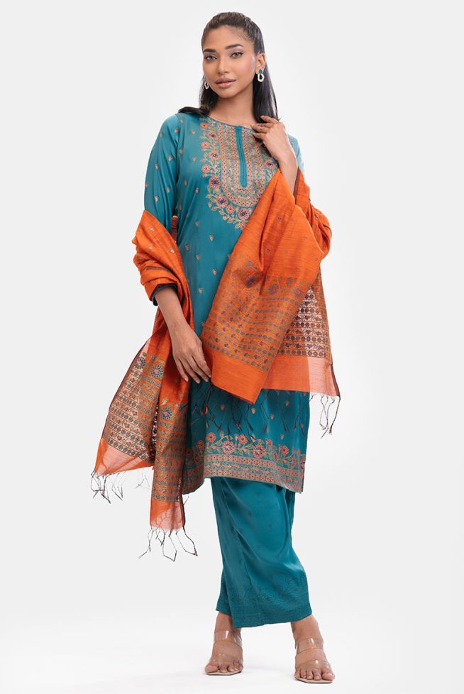Women's Blue Straight Salwar Kameez