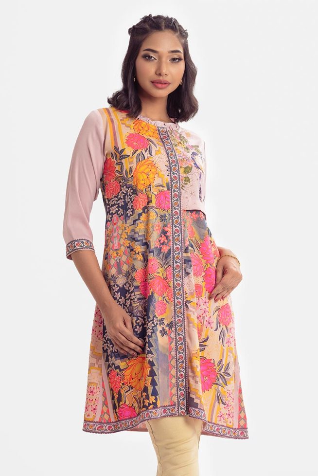 Printed Pink A-line Ladies Shirt