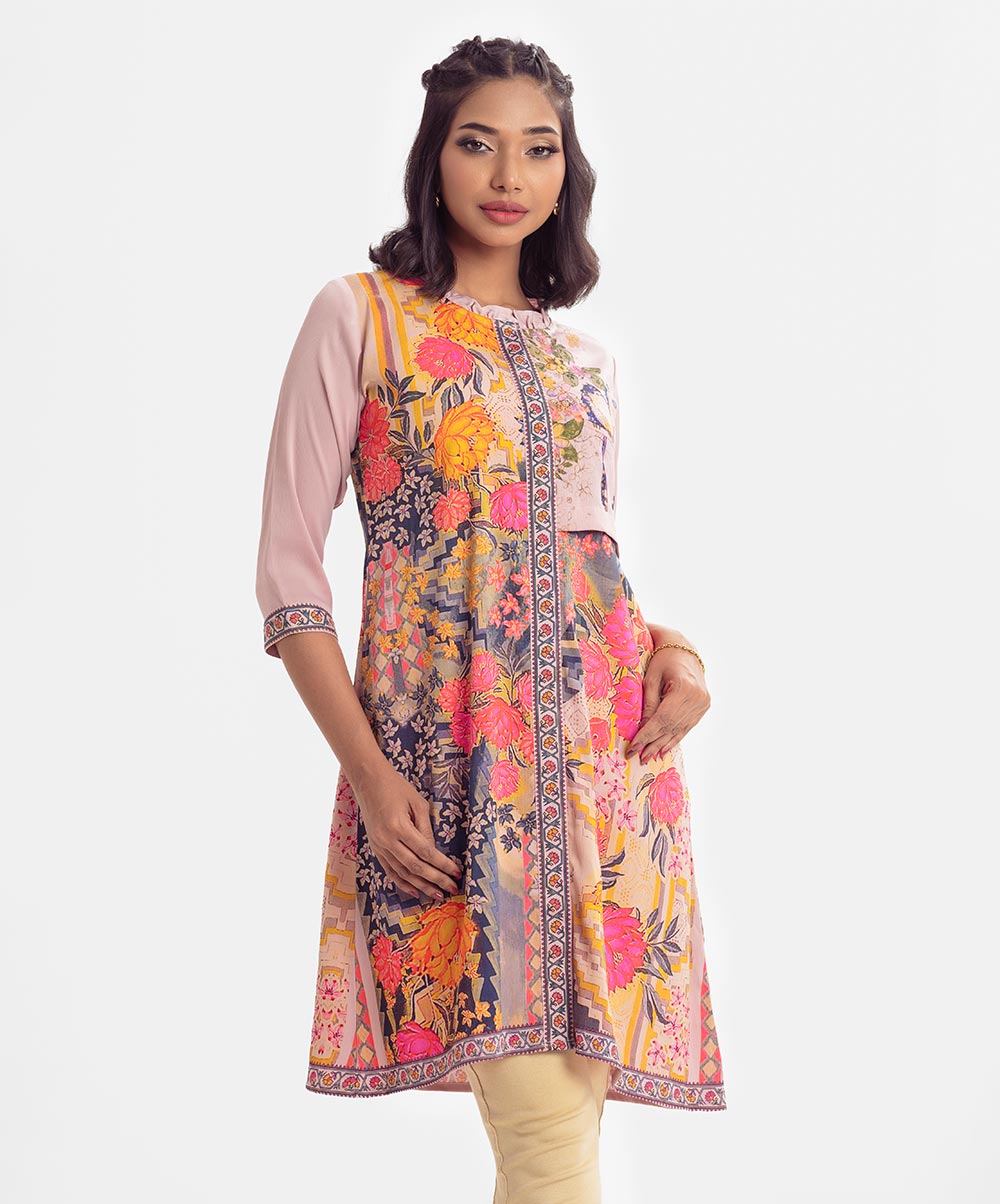 Printed Pink A-line Ladies Shirt