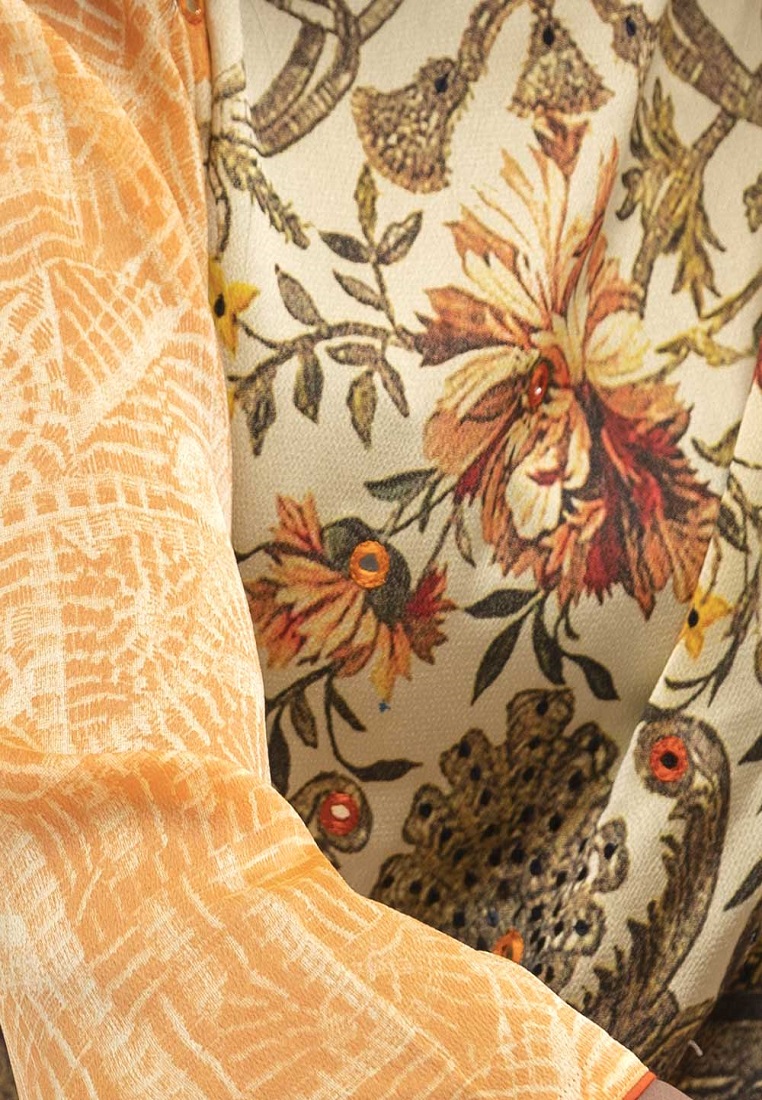 Yellow Crepe Frock Style Long Kameez