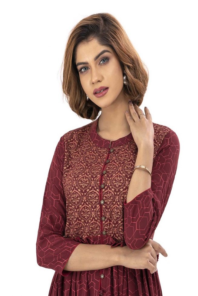 Red Georgette Shift Style Tunic