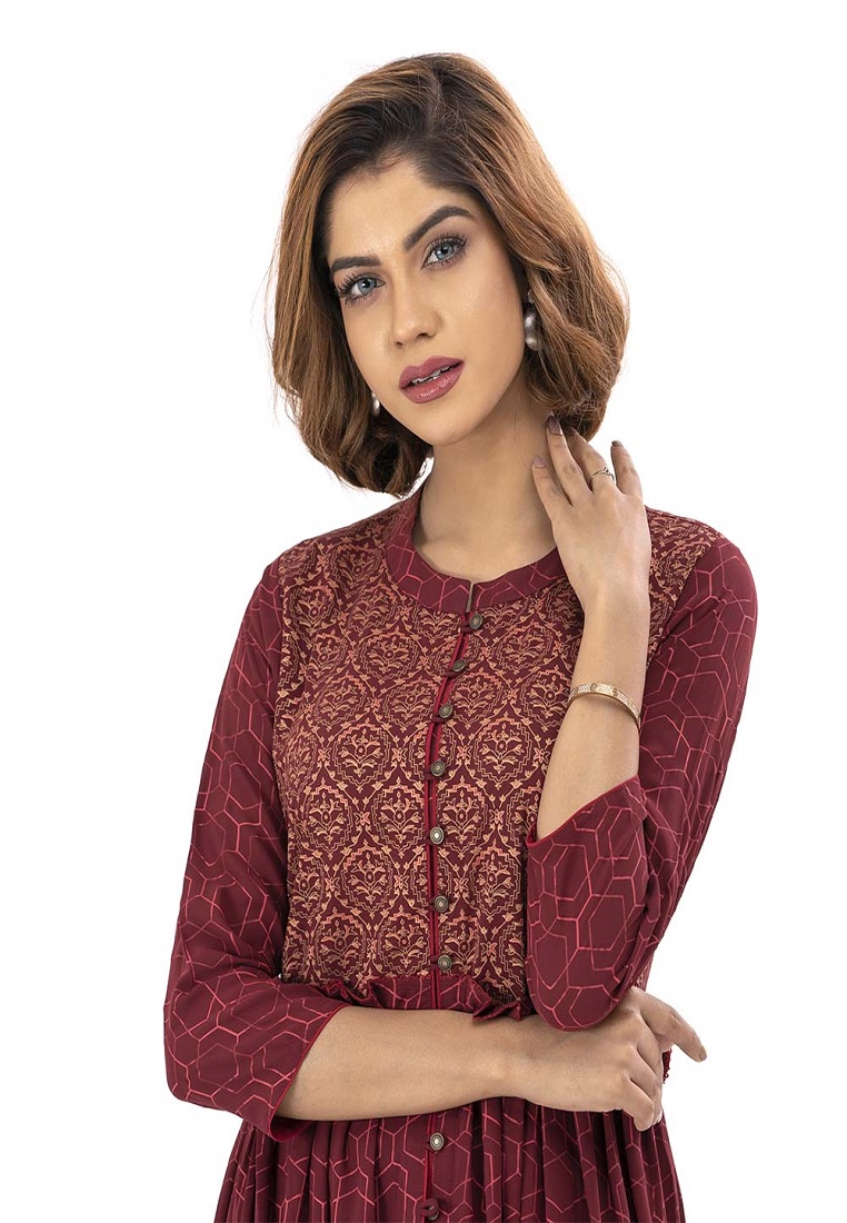 Red Georgette Shift Style Tunic