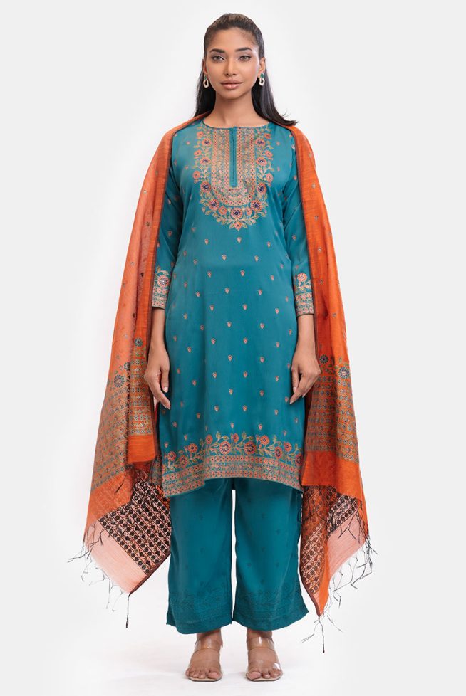Women's Blue Straight Salwar Kameez